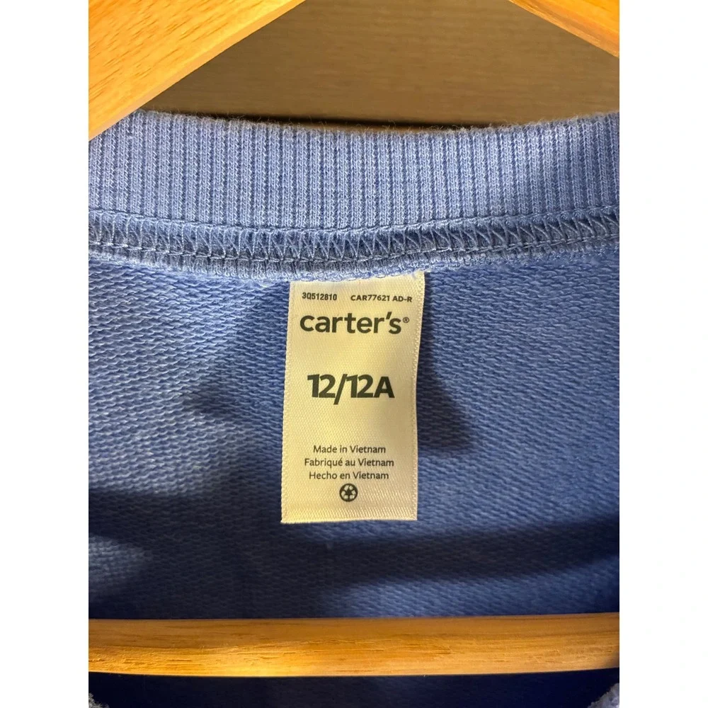 Carters Boys Blue Good Vibes Graphic Sweatshirt Size 12 Pullover Crew Neck